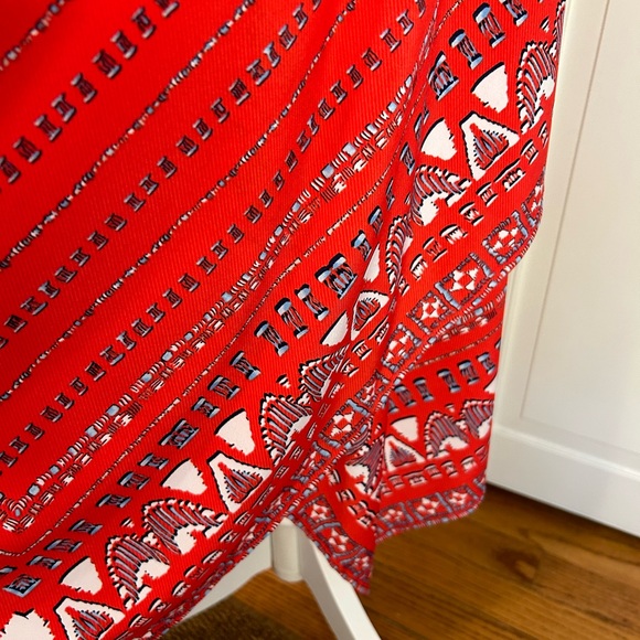 BCBGMaxAzaria Red Short Sleeve Wrap Dress, Size L - Picture 6 of 11